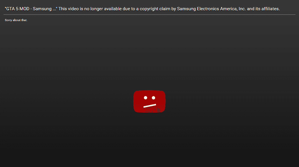 YouTube Removal Content Message