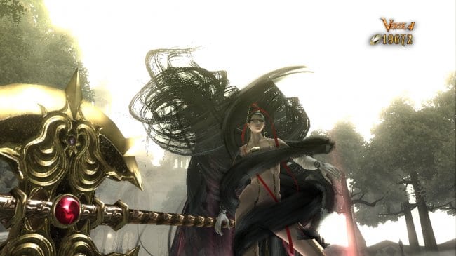 Bayonetta doing her hair thing