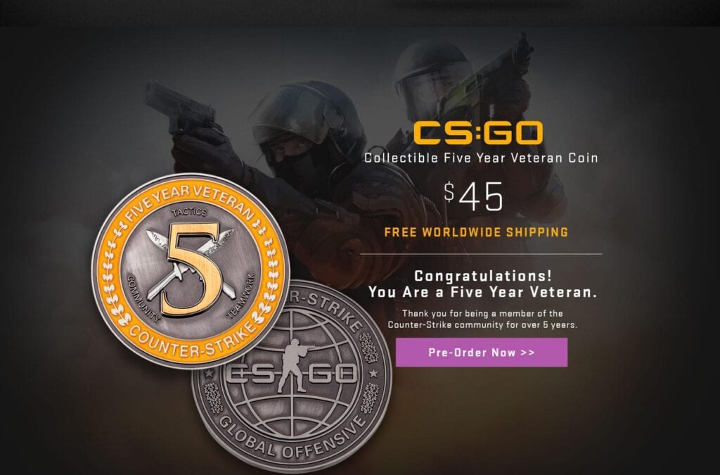 how to get cs go 5 year coin