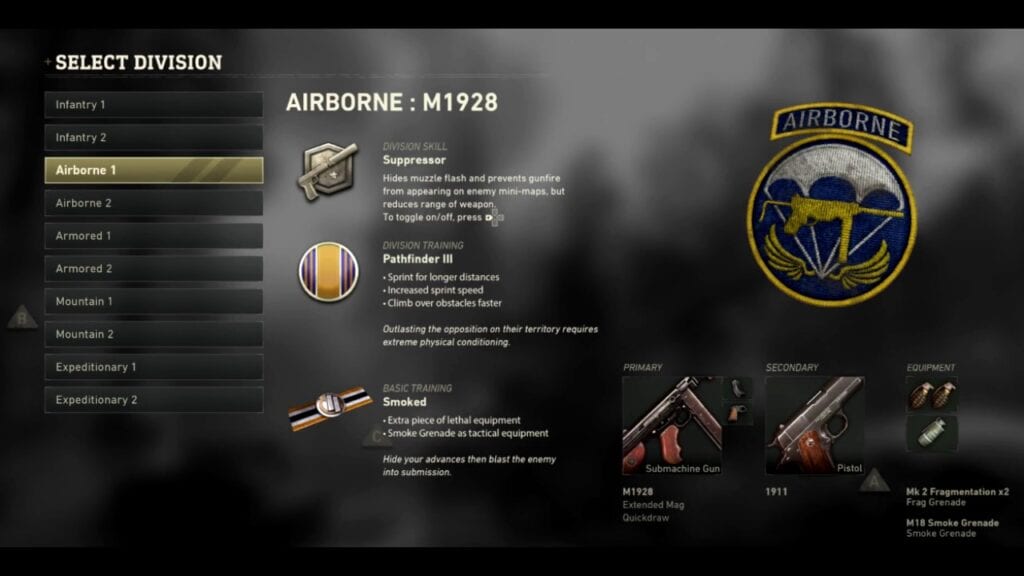 COD WWII Multiplayer's Classes