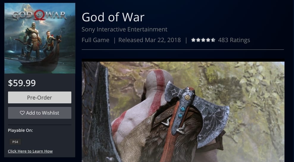 God of War Release Date May Have Leaked on PlayStation Store