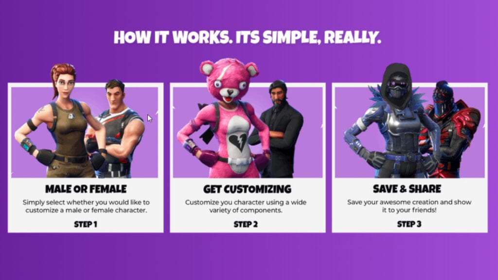 fortnite skins as seen in the image directly above the steps in making one of these creations is pretty simple first choose between either male or - make fortnite skins xbox one