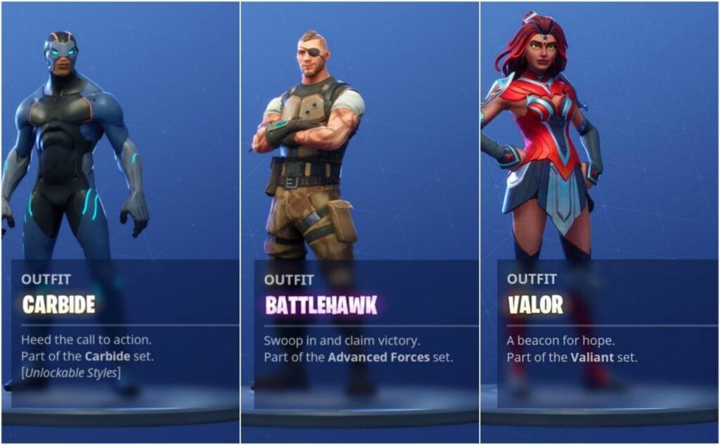 first up let us take a gander at all of the glorious skins that will be obtainable by leveling up the battle pass - fortnite battle skins