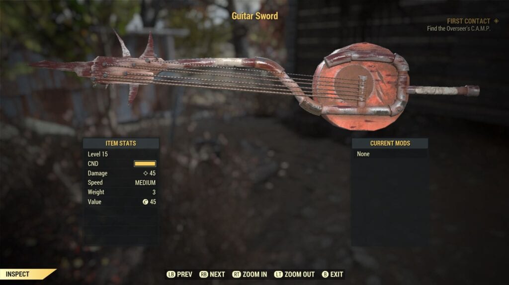 Fallout 76 Guitar Sword