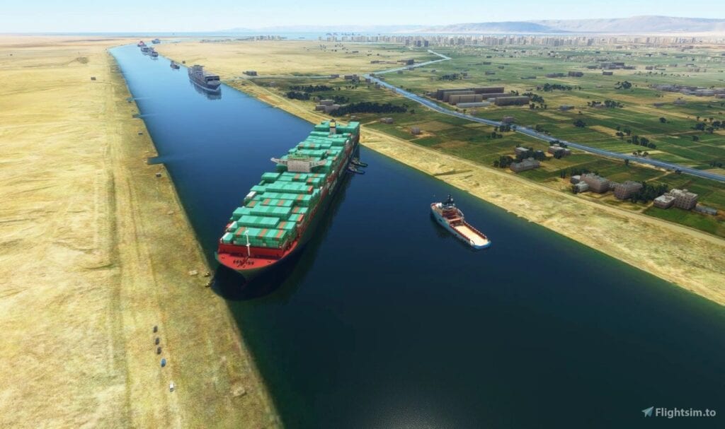 Microsoft Flight Simulator Mod Suez Canal Cargo Ship